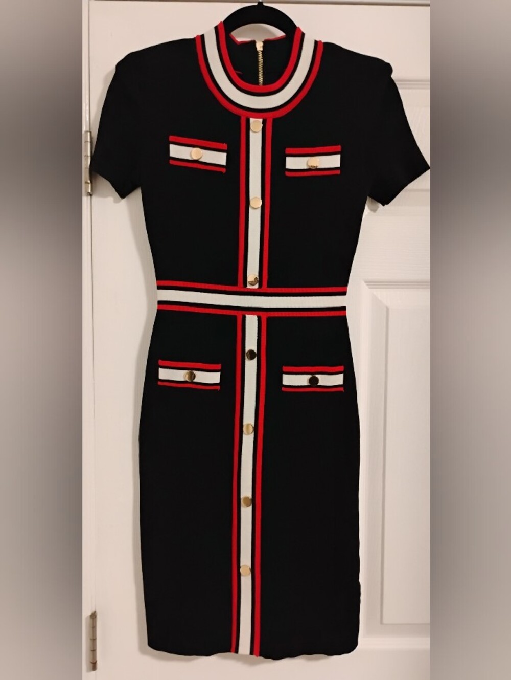 Alexia Admor Women's Nicki Colorblock Sweater Dress Black Red & White in Size XS